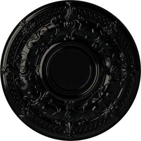 Ekena Millwork Dauphine Ceiling Medallion (Fits Canopies up to 13 1/4"), 33 7/8"OD x 1 3/8"P, Black Pearl CM33DABPS